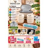 Veroksa 4’lü 5 Parça Termal Yemek Kabı Seti – Çelik Iç Hazneli Lunch Box – Isı Yalıtımlı Taşıma Çantalı – Çatal Kaşık Bıçak Seti + 2 Bricks Yapı Blok Seti Hediyeli