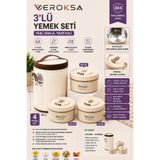 Veroksa Bento Box Termal Yemek Kabı 4'lü Set | 304 Paslanmaz Çelik Lunch Box | Sızdırmaz Sefer Tası | 2X420 ml + 550 ml | Taşıma Çantalı
