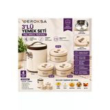 VEROKSA Bento Box Termal Yemek Kabı 4'lü Set | Çelik Lunch Box | Sızdırmaz Sefer Tası | 2x420 ml + 550 ml | Taşıma Çantalı