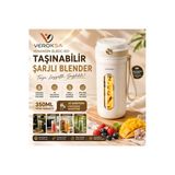 VEROKSA BLBDC-001 Taşınabilir Şarjlı Blender 350 ML – Kablosuz Mini Smoothie Blender, 4 Çelik Bıçaklı USB Şarjlı