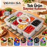 Veroksa Çok Amaçlı Bölmeli Organizer Atıştırmalık Kabı – Çıkarılabilir Hazneli Kahvaltılık Piknik Hobi Takı Oyuncak Düzenleyici - Gri - Krem