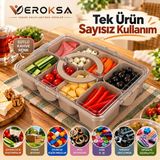 Veroksa Çok Amaçlı Bölmeli Organizer Atıştırmalık Kabı – Çıkarılabilir Hazneli Kahvaltılık Piknik Hobi Takı Oyuncak Düzenleyici - Sütlü Kahverengi