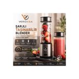 VEROKSA Fruly Şarjlı Taşınabilir Blender 126W Buz Kırma Özellikli Smoothie Blender 450+350 ML Çift Hazneli Type-C