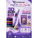 VEROKSA MOR 3D Kalem + 133 Parça Bloks Seti – Yaratıcılığını 3 Boyutlu Dünyaya Taşı!