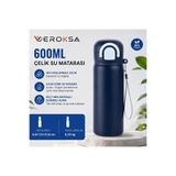 VEROKSA Siply 600 ML Çelik Su Matarası – 304 Paslanmaz Çelik, Çift İçimli Kilitli Düğmeli Renkli Suluk, Çocuk ve Yetişkin