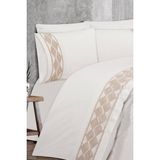 Verona Fransız Dantelli Çift Kişilik Nevresim Takımı Krem Bej - 230 x 240 cm