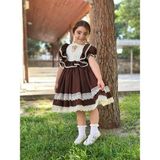 Verona Kahverengi Vintage Kız Bebek Elbisesi, Doğum Günü Elbisesi, Fotoğraf Çekim Elbisesi,0-13 Yaşa Uygun - 6 Yaş