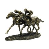 Veronese Bronz Renk 2li Yarışan Jokeyli Atlar Figürü 32X20CM