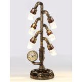 Veronese Bronz Renk Işıklı Steampunk Saatli Figür 44CM
