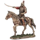Veronese Deisgn 9 5/8 İnç Cengiz Han At Sırtında Soğuk Döküm Reçine Bronz Kaplama Savaşçı Heykeli