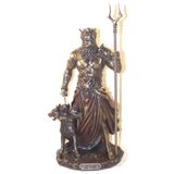 Veronese Design 10.6" Hades Yunan Yeraltı Tanrısı Serebrus Cehennem Tazı Heykeli Soğuk Döküm Reçine Antik Bronz Kaplama