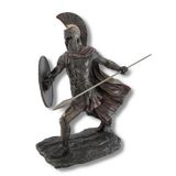 Veronese Design 11 3/8 "Mızrak ve Kalkan Reçine Heykeli Bronz Kaplamalı Aşil