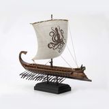 Veronese Design 25 cm Uzunluğunda Döküm Reçine Yunan Kraken Yelken Triremes Heykel Figürü Gemi Replikası