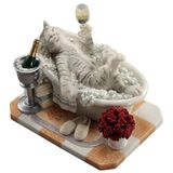 Veronese Design 4 1/8 Inç Banyo Köpüren Tubby Kedi Reçine Hayvan Koleksiyon El Boyalı Minyatür