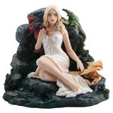Veronese Design 5 1/2 İnç Maiden ve Dragonlins El Boyalı Reçine Heykel