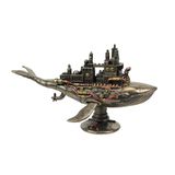 Veronese Design 6 7/8 İnç Steampunk Elli İki Hertz Galaktik Uzay Kolonisi Balina Soğuk Döküm Reçine Bronz Kaplama Heykel Ev Dekoru