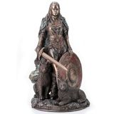 Veronese Design 8 1/4 Kalkan Freya İskandinav Aşk Tanrıçası Güzellik ve Savaş Soğuk Döküm Reçine Heykel Antik Bronz Kaplama Heykeli