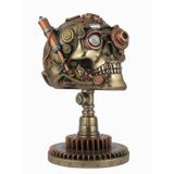 Veronese Design Bronz/Bakır Hazır Steampunk Skull Heykeli – Gear Zemin