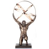 Veronese Design Göksel Küre Heykeli Soğuk Döküm Reçine Antik Bronz Kaplama Taşıyan 9 İnç Atlas