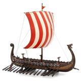 Veronese Design Kırmızı ve Beyaz Yelkenli Ev Dekoru Heykeli ile 13 İnç Viking Uzun Gemisi