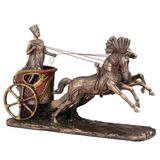Veronese Design Nefertiti Mısır Kraliçesi Sürüş At Çizilmiş Araba Arabası Heykeli