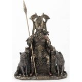 Veronese Kurtlu Odin Taht Heykeli Mitolojik Figür 22CM