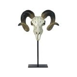 Veronese Metal Standlı Boynuzlu Koç Kafası Figürü 46CM
