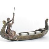 Veronese Serisi- Kayık Içinde Kadın Mumluk Bronz-17,5*39,5*11 Cm.