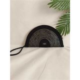 Veronica Art Renkli Clutch El Çantası Siyah Gümüş Şeritli