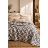 VERONİCA LİNE Müslin Yatak Örtüsü Çift Kişilik 220x240 %100 Pamuk Çift Taraflı Modern Geometrik Pike