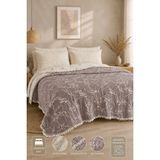 Veronica Line Müslin Yatak Örtüsü Pike 220X240 – %100 Pamuk, Bohem Püsküllü Çift Taraflı - Kahve - 220 x 240 cm