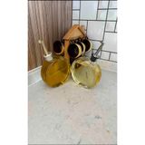VERRA CONCEPT 2'li Gümüş Ve Gold Kapaklı Cam Yağdanlık Sirkelik Yağdanlık Seti 500Ml Beyaz 15 x 5 x 15