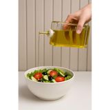 VERRA CONCEPT Ahşap Standlı Yağ ve Sirke Şişesi 500 ml Zeytinyağ Sıvıyağ Şişesi Cam Şeffaf Yağdanlık Yağlık Beyaz 15 x 12x 3