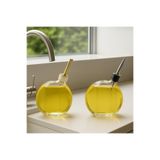 VERRA CONCEPT Cam Yağdanlık Sirkelik Gold Ve Gümüş Kapaklı Yağdanlık 500Ml Sarı 13x5 x5