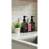 VERRA CONCEPT Modern Cam İkili Sıvı Sabunluk & Deterjanlık Seti-500 Ml Cam Sabunluk, Metal Standlı Gri 30 x 15 x 8