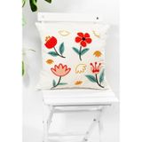Verra Home Beyaz Kumaş Punch Nakışlı Dekoratif Kırlent Kılıfı 45 X 45 Cm