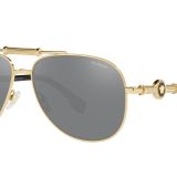 Versace 2236 1002/Z3 Güneş Gözlüğü Altın Medusa Logosu/Gri-Gümüş Ayna Polarize, Altın Medusa Logosu/Siyah