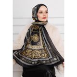 Versace Desenli Hint İpeği Şal-Siyah