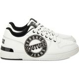 Versace Erkek Logo Desenli Düşük Bilekli Deri Beyaz Sneaker 79YA3SJ1ZPB40-003