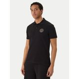 Versace Erkek Normal Kalıp Logo Desenli Pamuklu Kısa Kollu Siyah Polo Yaka T-Shirt 80GAGT19 CJ01T-G89
