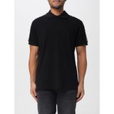 Versace Erkek Normal Kalıp Omuzları Logo Şeritli Pamuklu Kısa Kollu Siyah Polo Yaka T-Shirt 79GAGT05CJ01T-899 - XL