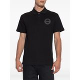 Versace Erkek Normal Kalıp Pamuklu Logo Işlemeli Kısa Kollu Siyah Polo Yaka T-Shirt 79GAGT06CJ01T-899 - XL