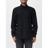 Versace Erkek Normal Kalıp Tamamı Logo Motifli Uzun Kollu Kadife Siyah Gömlek 79GAL2R0NS703-899 - 54