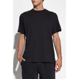 Versace Erkek Normal Kalıp Yuvarlak Yakalı Omzu Logo Şerit Bantlı Kısa Kollu Siyah T-Shirt 79GAHC02CJ01C-899 - XL