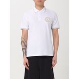 Versace Erkek Polo Yaka Kol ve Yaka Ucu Şerit Detaylı Beyaz-Altın Polo Yaka T-Shirt 78GAGT00CJ01T-G03 - XL