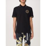 Versace Erkek Polo Yaka Kol ve Yaka Ucu Şerit Detaylı Siyah-Altın Polo Yaka T-Shirt 78GAGT00CJ01T-G89 - M