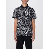 Versace Erkek Polo Yaka Logo Baskılı Kısa Kollu Siyah-Beyaz Polo Yaka T-Shirt 78GAG6R0JS459-L01 - XL