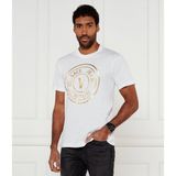 Versace Erkek Regular Fit Logo Baskılı Kısa Kollu Beyaz-Altın T-Shirt 78GAHT01CJ00T-G03 - 2XL