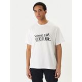 Versace Erkek Regular Fit Logo Desenli Pamuklu Yuvarlak Yakalı Kısa Kollu Beyaz T-Shirt 80GAHE04 CJ00E-003 - 3XL