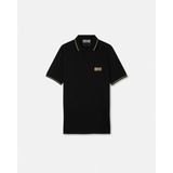 Versace Erkek Regular Fit Pamuklu Kolarında Şerit Desenli Kısa Kollu Siyah T-Shirt 80GAGT05 CJ01T-G89 - XL